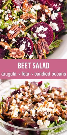 beet salad with feta and candied pecans