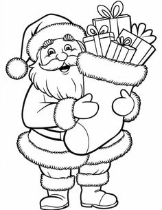 santa claus holding a large bag full of presents coloring pages for kids, christmas coloring pages, holiday coloring pages, adult coloring pages, person, free coloring pages, printable books, book pages, color sheets, paper, happy holidays, the year, children, royalty art, doo