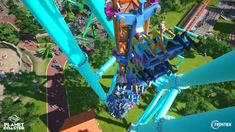 an aerial view of a roller coaster ride