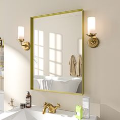 a bathroom with a sink, mirror and bathtub