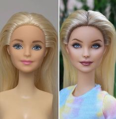 two dolls with blonde hair and blue eyes