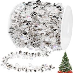 PRICES MAY VARY. 16 FEET ROLL SET: 16ft (5m) long Christmas clear iridescent and silver bead garland - Twisted design twinkly strings of beads - The size of the Large beads are 15 x 9 mm, the small beads are 12 x 5 mm. 16 Feet is enough for a lot of cover on your tree or in your home and room. ACRYLIC PREMIUM QUALITY: This decorated beaded christmas garland unlit is made of thick durable acrylic plastic material, lightweight but strong sturdy. This beautiful silver and iridescent garland will bl Rustic Christmas Tree Decorations, String Ornaments, Christmas Bead Garland, Silver Garland, Crystal Garland, Twist Beads, Silver Christmas Tree, Holiday Garlands, Christmas Tree Garland