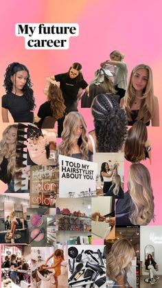 the collage shows many different types of women's hair and their names on them