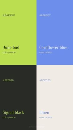 four different color palettes with the same font