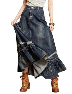 Denim Sewing, Diy Denim Skirt, Customized Clothes, Girls Long Skirts, Muslim Fashion Outfits, Long Skirts For Women, Womens Pencil Skirts, Long Skirts