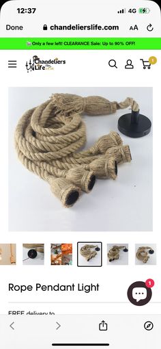 Rope Pendant Light, Clearance Sale, Pendant