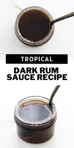 two images showing how to make dark rum sauce