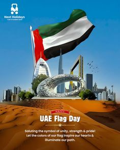 an advertisement for the united arab flag day