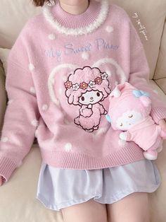 Size 			Free Size 		 		 			Shoulders 			60 		 		 			Bust 			130 		 		 			Full Length 			62 		 		 			Sleeve Length 			46 Cute Pink Girly Outfits, Preppy Hello Kitty, Piano Outfit, Kylie Outfits, My Melody Outfit, Estilo Soft, Sanrio Outfits, Sanrio Clothes, My Sweet Piano