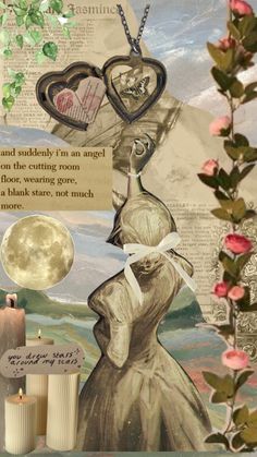 an altered collage with roses and candles