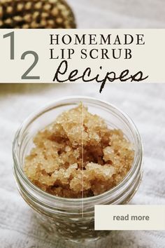 3 Ingredient Lip Scrub, Homemade Lip Scrub Recipe Sugar Easy Diy, Lip Scrub Without Coconut Oil, Lip Scrubs Recipes, Diy Sugar Scrub Coconut Oil, Home Made Lip Scrub, Lip Exfoliator Diy, Homemade Lip Scrubs