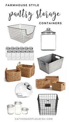 farmhouse style pantry storage containers and baskets