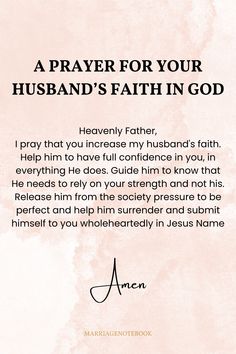 a prayer for your husband's faith in god