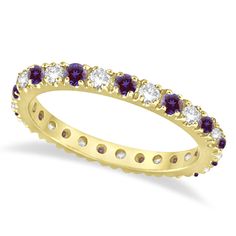 Lab Alexandrite Eternity Stackable Ring Band 14K Yellow Gold (0.75ct) Mother's Ring, Mother Rings, Yellow Gold Setting, Fashion Ring, Stackable Ring, Diamond Eternity, Ring Size Guide, Eternity Band, Yellow Diamond