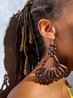 Wooden Bead Earrings, Recycled Accessories, African Jewellery, African Bracelets, Earrings Dangling, African Earrings, Small Makeup Bag, Lagos Nigeria, Earrings Beaded