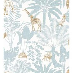 an animal themed wallpaper with zebras, giraffes and other animals