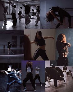 the dancers are all doing different things in this collage, including dancing and jumping