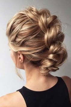 Thick Braid Updo, Easy Dinner For Work, Elegant Faux Hawk Updo, In Style Hair 2023, Complicated Updos, Viking Bridal Hair, Cool Updos, Edgy Updo, Medium Long Hair