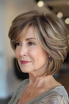 Short Haircuts for Women Over 50 in 2024 Short Hair Swept Back, Nice Hairstyles, Inverted Bob Haircuts, Side Bangs Hairstyles, Bangs Bob, Haircuts For Women Over 50, Swept Bangs, Medium Layered Hair