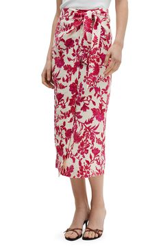 Don't shut that suitcase without including this flower-powered skirt cut in a classic wrap style. True wrap style with side tie closure 83% viscose, 17% polyamide Machine wash, line dry Imported Wrap Midi Skirt, Coral Red, Floral Wraps, Wrap Style, Midi Skirt, Mango, Coral, Nordstrom, Skirt