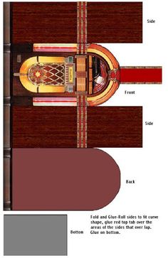 an image of the inside of a wooden structure with different parts labeled in red and yellow