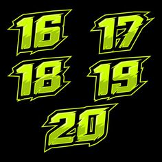 the numbers are yellow and black with white letters on it, as well as an arrow