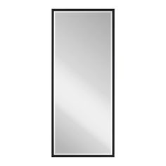 a black framed mirror on a white wall