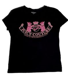 <3 Juicy Couture 2000s, 2000s Shirts, 2000s Fashion Outfits Party, Clothes Lookbook, 2000s Fashion Inspiration, Plain Black T Shirt, Y2k Shirts