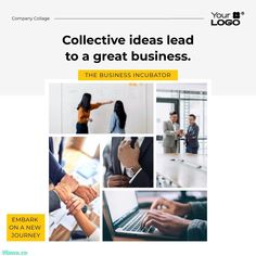 Sleek Business Consultancy Company Collage Template  Visme Journey Logo, Business Incubator, Collage Template, New Journey, Built In, Sleek, Stock Photos, Collage