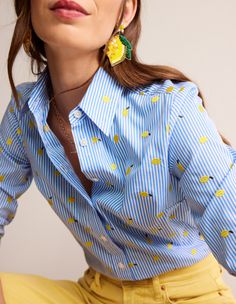 Color Duos, Lemon Print Dress, Yellow Cottage, Blue Board, Lace Camisole, Summer Styles, Embroidery Fashion, Spring Wardrobe