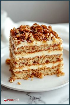 This authentic Polish Honey Cake, also known as Miodownik, is a decadent dessert with layers of sweet honey cake, creamy pudding filling, and a caramel and walnut topping. A perfect crowd-pleasing dessert!