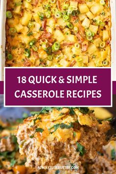 a casserole dish with potatoes and green onions in it is being lifted from the casserole