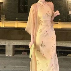 Olivia Mark - Vintage-Inspired Tailored Qipao Dress with Waist Defining Silhouette Global Dress, Qipao Dress, Resort Dresses, Cheongsam Dress, Tie Waist Dress, Vintage Inspired Dresses, Midi Dress Casual, New Chinese, Fitted Skirt