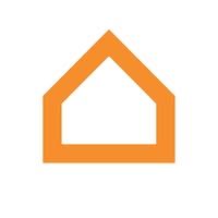 an orange house logo on a white background