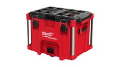 the milwaukee tool box is red and black