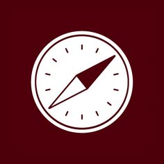 a white clock on a red background with an arrow pointing to the left and right