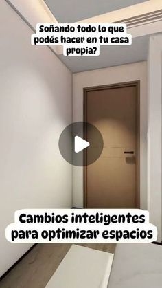 a bed sitting in a bedroom next to a white wall with words above it that read, cambios intelligentes para optimizar espacios