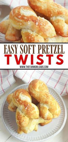 easy soft pretzel twists on a white plate