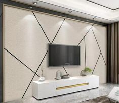 abstract black lines wallpaper Tv A Muro, Modern Tv Wall Units, Decor Mural, 3d Mural, Adhesive Wall Art, Modern Tv Wall, Tv Room Design, Tv Wall Design, Wall Stickers Bedroom