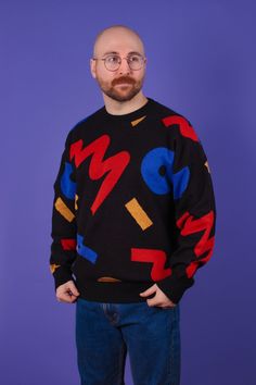 Funky abstract shape knit sweater from Pander Shirts.

Pander Shirts – Fun & unique queer-owned retro style apparel. Lgbtq Sweaters, Memphis Milano Design, Retro Sweaters, Walking In Memphis, Memphis Milano, 1980's Fashion, Heart On Your Sleeve, Style Sweaters, Abstract Shape