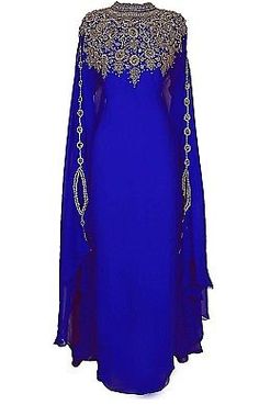 MOROCCAN DUBAI BLUE KAFTANS ABAYA DRESS VERY FANCY LONG GOWN MS10197 | eBay Long Sleeve Chiffon Maxi Dress, Arabic Party, Farasha Abaya, Moroccan Kaftan Dress, Formal Lounge, Hijab Designs, Beach Kaftan, Afrikaanse Mode, Kaftan Maxi Dress