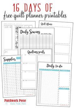 the printable daily planner is shown with text that reads, 16 days of free guilt planner printables