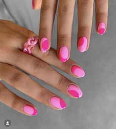 Barbie Pink Nails, Pink Nail Art Designs, Short Gel Nails, Hot Pink Nails, Summery Nails, Pink Nail Art, Bright Nails, Short Nail Designs, Pink Acrylic Nails