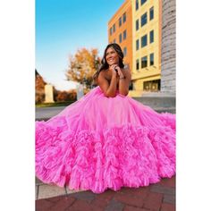 Tulle Dress Long, Hot Prom Dress, Formal Prom Dresses Long, Pink Ball Gown, Prom Inspo, Vestidos Color Rosa, Princess Prom Dresses, Blue Homecoming Dresses, Burgundy Prom Dress