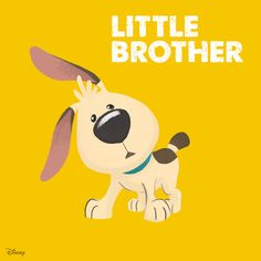 a cartoon dog with the words little brother on it's back and an image of a