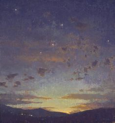 an oil painting of the sky at sunset