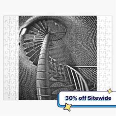 a puzzle with an image of a spiral staircase