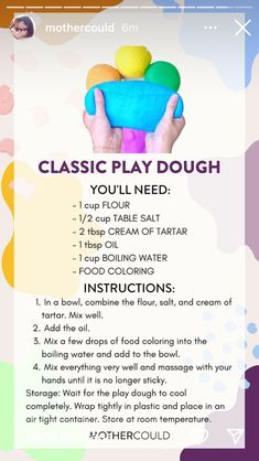 a poster with instructions for how to play dough