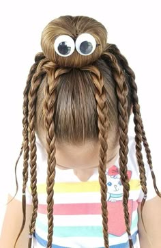 Spider Hairstyle, Easy Hairstyles For School, Wacky Hair Days, Crazy Hair Day, Wacky Hair, Kids' Braids, Crazy Hair Day At School, Easter Hair Bow, Crazy Hair Days