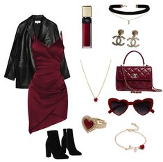 Dark Red Dress Outfit, Red Themed Outfits, Maneater Aesthetic Outfits, Estilo Vamp, Femme Fatale Aesthetic Outfit, Dark Red Outfit, Really Cute Outfits, Fancy Outfits, Edgy Outfits